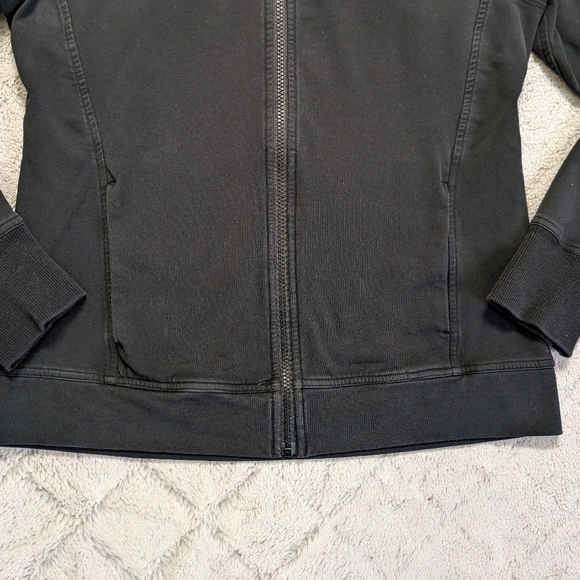 Lululemon Jacket Women's 6 Black Hood Full Zip Luon Back Vent Mesh Thumbholes - Picture 3 of 10